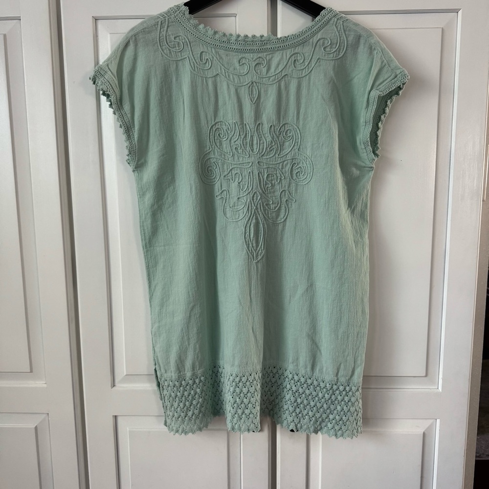Soft Surroundings Womens Aqua Tunic Boho Size XS Embroidery and detailed trim. - Picture 11 of 11